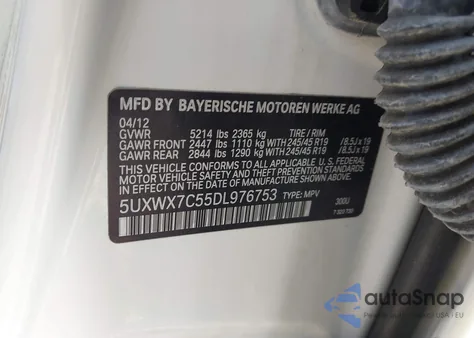 2013 BMW X3 xDrive35I z USA, uszkodzony, nr VIN 5UXWX7C55DL976753